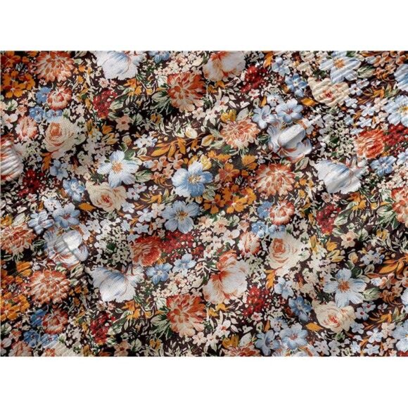 Women's Chiffon Elastic High Waist Maxi Skirts Coffee Floral - Picture 4 of 6